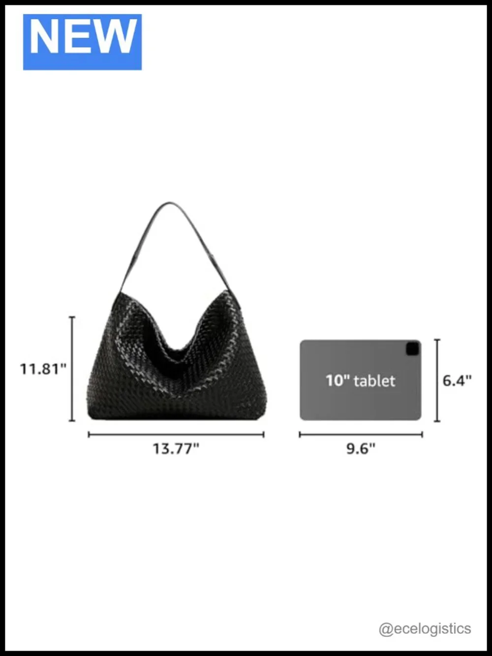 Woven Vegan Leather Hobo Tote Handbag with Clutch, Adjustable Strap